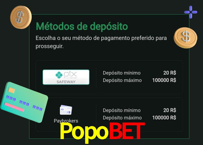 O cassino Popobet oferece uma grande variedade de métodos de pagamento